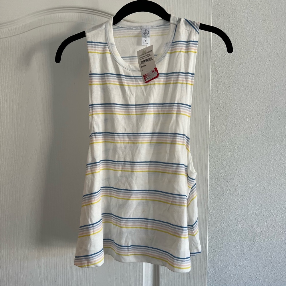 Alternative Ivory Multi Cheerful Stripe Tank SZ S